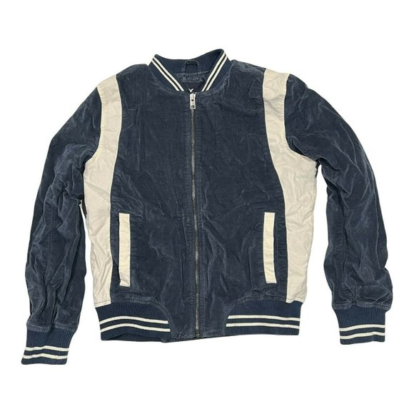 American Eagle Outfitters Jackets & Blazers - NWT AMERICAN EAGLE Embroidered Velveteen Bomber Sz L Blue